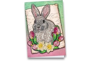 Ideen mit Herz Diamond-Painting-Grußkarte | Strass-Edition | Din B6 | 370 g/m² | inkl. Steine, Umschlag & Werkzeug … (Hase mit Tulpen)