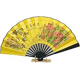 &Ccedil;in Bambu Keten Kumaş Yelpaze 06BSF Siyah B&uuml;y&uuml;k Boy 60cm No.6S