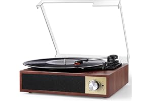 Giradischi Vinile, VIFLYKOO Giradischi Bluetooth Giradischi Vintage 3 Velocità 33/45/78 RPM con Altoparlanti Integrati, Codificatore Digitale, Lettore di Dischi Lettore di Vinile LP/Aux IN/RCA/USB