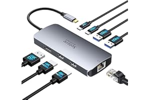 ‎SELORE&S-GLOBAL USB C Docking Station Dual Monitor, 8 in 1 Laptop Docking Station Triple 4K Display DockingStation mit 2 HDMI, DisplayPort, 1 Gbps Ethernet, 100W PD Charging, USB 3.0 Ports Adapter für Dell, HP