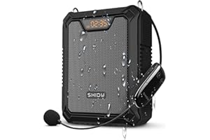 Amplificador de Voz, SHIDU 30W Altavoz de Voz Altavoz Bluetooth portátil con micrófono inalámbrico UHF y micrófono con Cable Auriculares IPX6 Sistema PA Recargable Impermeable para Profesores