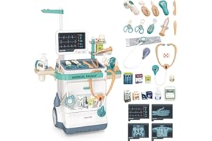 RedCrab Spielzeug Arzt Set Kinder, 26 Zubehör Medizinischer Wagen Pretend Spielset, Rollenspiel Lernspielzeug Geschenk für Kleinkinder Jungen & Mädchen