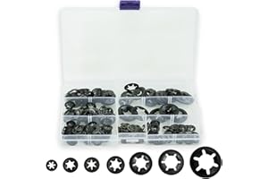 SZCXDKJ 340 szt. podkładki Starlock, wewnętrzne podkładki blokujące z wciskanymi zębami, szybkie klipsy mocujące, czarne, zestaw podkładek mocujących, M3/M4/M5/M6/M8/M10/M12