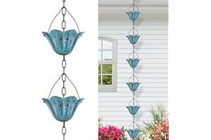 Tfro & Cile Tulip Gutter Rain Chain Outdoor Blue Downspout Substitution