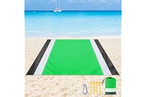 Sarsumir Picknickdecke 210 x 200 cm Sandfrei Stranddecke Ultraleicht Kompakt Outdoor Decke Wasserdicht Camping Zubehör mit 4 Heringe für Reisen, Camping und Picknick, Grün