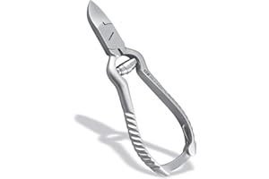 ‎DZ BEAUTY INSTRUMENTS Nagelzange mit Pufferfeder, geriffelten Griffen-mit gewölbter Schneide-Kopfschneider für exakten Schnitt-Ideal bei kräftigen Nägeln-Länge 14 cm-Schnittfläche ca.1,5cm