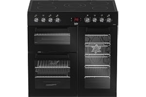 Beko KDVC90K 90cm wide Electric Range Cooker with Ceramic Hob - Black - A/A Rated