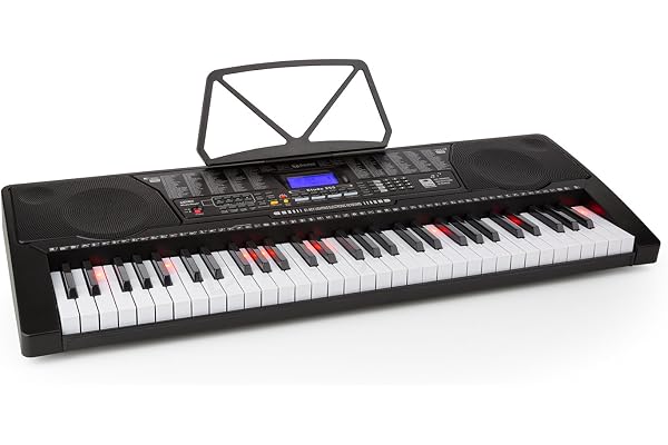 Schubert Etude Keyboard - Piano électrique, clavier, fonction d'enregistrement, fonction lecture, mode apprentissage, AUX, haut-parleurs stéréo, alimentation sur secteur ou batterie, 255 rythmes Noir