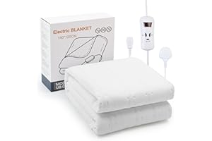 Sunkissoon Electric Blanket,Heated Electric Underblanket with 4 Heat Settings,3 Timers Settings,LED Display,140 * 120CM White Heated Throw(Double)