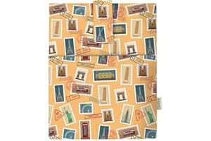 KAPAX Funda de libro – Funda dura para libros de tapa blanda, tela lavable, protector de libro, acolchada, funda para tablet PC para adultos (sellos)