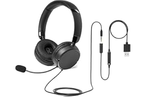 Amazon Basics Cuffie Auricolari On-Ear con Filo e Microfono Regolabile, Porta da 3,5 mm o Controllo in Linea con Porta USB-A, Pieghevoli, Taglia Small/Medium, Colore Nero