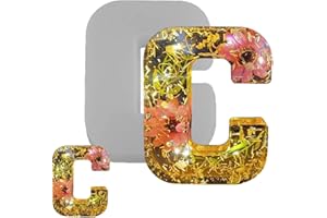 TUXXJZM Silicone Alphabet Resin Molds, Letter Silicone Mould for Crafts, Epoxy Resin Casting Molds, 3D Alphabet Epoxy Resin Silicone Mold, Capital Letter Symbol Mold, Alphabet Letter Baking Mold