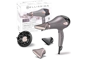 Bellissima Ceramic & Argan Oil, Secador de Pelo Profesional, Tecnología Cerámica & Aceite de Argán, 2300 W, 3 Temperaturas, Ionizador, Tiro Frío, 2 Boquillas, Difusor Cerámico