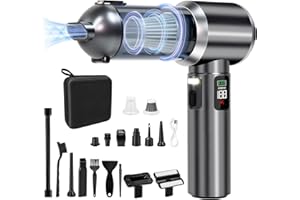 KLYNGTSK Aspirateur à main sans fil 4 en 1 avec écran LCD, 25 KPA - Aspirateur de voiture - Vainqueur du test - Aspirateur électrique à air comprimé - Pour voiture, cuisine, canapé, bureau - Nettoyage