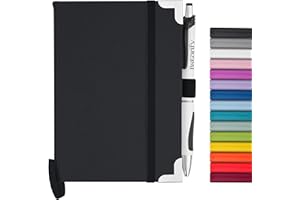 Bstorify A6 Notebook And Pen Set - 160 Lined Pages (10.5 x 14.85 cm) Black Pocket Notebook A6 with Hardback Cover, Pen Loop, Expandable Pocket - Ideal for Diary, Notetaking and Writing (A6, Black)
