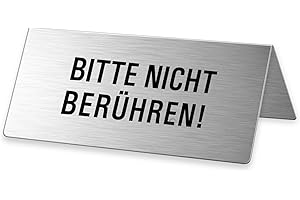 ‎OFFORM DESIGN Tischaufsteller Bitte nicht Berühren 85x40 mm Tischschild aus Edelstahl Nr.2668-1