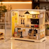 VARDEM Oyuncak Işıklı Kendin Yap Minyat&uuml;r Mutfak Seti 102 Par&ccedil;a, LED Işıklı DIY Mini Mutfak Maketi, El Becerisi ve Yaratıcılı