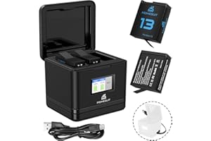 Homesuit Hero 13 Akku 2300mAh und LCD 3-Kanal USB Speicherladegerät für GoPro Hero 13 Black Enduro Wiederaufladbarer Akku mit Typ-C PD3.0 (2er-Pack)