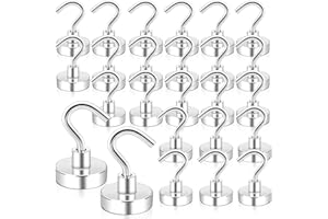 Aenienoe 25Pezzi Ganci Magnetici Extra Forti Neodimio Calamita con Gancio Potente Piccole 20mm non c'è bisogno di Fare Buchi Magneti Frigotelaioin Ferro,Soffitto,Cucina,Pesante Magnete Ganci
