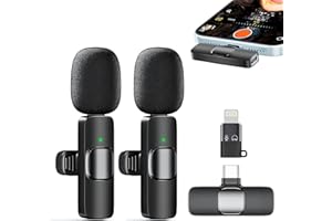 SURPN Kabelloses Lavalier Mikrofon für Handy/iPhone//iPad/Kamera, Mini Mikrofon für Live-Streaming, Rauschunterdrückung, Plug & Play, Perfekt für Videoaufnahmen, Podcasts, YouTube, TikTok & Interviews