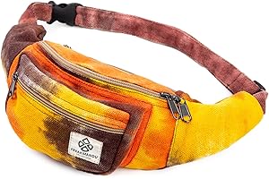 FREAKMANDU COLLECTIONS Freakmandu Marsupio di Canapa Unisex - Marsupio a Vita Incrociata Marsupio Fatto a Mano in Stile Bohémien Hippie per Uomo e Donna