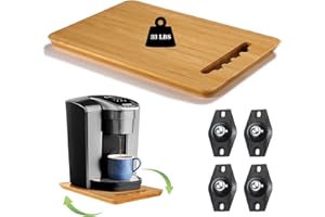 Kssiaz Coulissant pour Machine de Cuisine, Glissière en Bambou pour Appareils de Cuisine Rotation à 360 Degrés, Support Electromenager Cuisine pour Cafetière, Friteuse, Machine à Pain - 9.5" W x 14" D