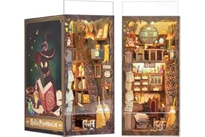 CUTEBEE Book Nook Kit , DIY Miniature Dollhouse Booknook Kits for Adults,3D Puzzles Wooden Bookend Model Building ,Book shelf Insert Decor Gift(Magic Pharmacist)
