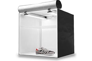 HAVOX - Estudio fotográfico HPB-60D - Caja de luz portátil con Dos Tiras de LED inclinables – Lightbox de 60x60x60cm - Iluminación de 5500K - 13.000 lúmenes - Sistema antideslumbrante