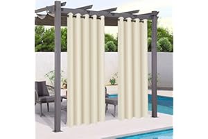 Mingfuxin Wodoodporne zasłony zewnętrzne, ogrodowe patio pawilon przeciwsłoneczny zasłony zaciemniające, wiatroszczelne, izolacja termiczna, zasłony przelotkowe na werandę, pergolę Cabana (132 x 239