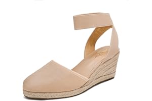 DREAM PAIRS Sandales Compensées Pour Femmes Bout Ouvert Bride à la Cheville Espadrilles Sandale à Talon Compensé Été Classique AMANDA-1