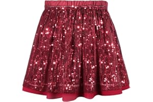 Pailletten Rock Mädchen Glitzer Rock Kinder A-Linie Glitzerrock Disco Outfit für Festlich Party 5–14 Jahres