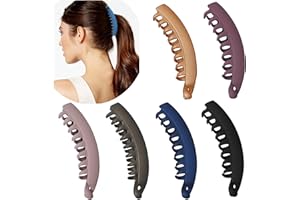 Eyegla 6 Stück Groß Bananen Haarspange Bunten Banana Clip Bananenspange Haarklammer für Dickes Haar,Rutschfeste Pferdeschwanz Halter Clip für Damen und Mädchen