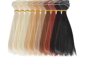 DICOSMETIC 10 parrucche per bambola, 10 colori, 15,5 cm, capelli corti dritti in plastica