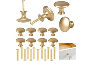 Tikplus 12 Stück Möbelknöpfe Gold, Edelstahl Schrankknopf mit Schrauben, 30mm Schubladenknöpfe, Kommodenknöpfe Runde, Vintage Schrankknäufe, Schrankknöpfe für Türknauf Möbelknopf usw.