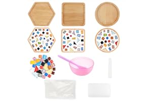 QINGYIWL 3 Stk Porzellan-Mosaik Fliesen-Kit Holzuntersetzer Mosaiksteine DIY Untersetzer Bastelbedarf für Handgefertigte Wohnkultur Muttertag Geburtstag Valentinstagsgeschenk
