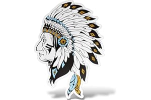 erreinge Native American Indian Sticker On Left Shaped Adhesive Pvc For decal Wall Mural Auto Moto Helmet Camper Laptop - 10 Cm