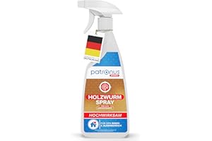 ‎PATRONUS Patronus Holzwurm Spray 500ml - Holz-Würmer Abwehr-Spray zur effektiven Holzwurmabwehr mit Sofort- und Langzeitwirkung - Unpafümiert