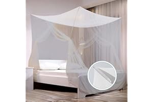 HOOPOE Zanzariera Letto Bianco,Pieghevole Universale Grande Zanzariera per Letto Singolo, Doppio,Zanzariera Baldacchino per Letto da Esterno ed Interno 200x180x165 cm