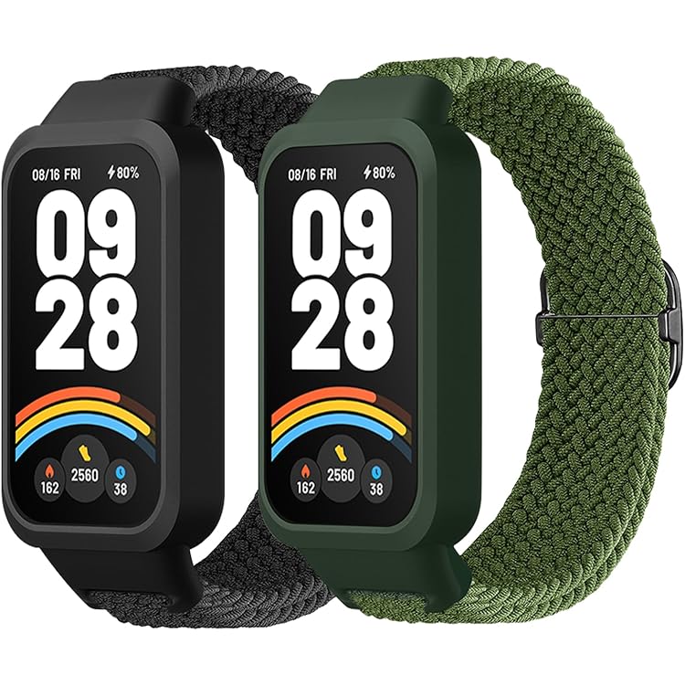 Issinlky Bracelet Tressée Nylon Pour Xiaomi Mi Band 8/9/10, Bracelet élastique Pour Xiaomi Smart Band 10/9/8 Femmes Hommes