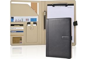 XNONE Portablocco A4 in pelle PU con blocco note A4, organizer per cellulare, porta biglietti da visita, con chiusura magnetica, impermeabile, per ufficio, colore nero
