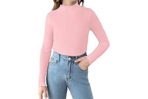 Arshiner Dziewczęca koszulka z długim rękawem, golf, falbanki, jednokolorowa, dziecięca koszulka basic, slim fit, podkoszulek 5-12 lat