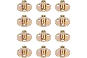 NAHUAA 12 Pezzi Dadi a T M8 Dado Flangiato con Foro Dadi con Base Rotonda in Acciaio al Carbonio per Fissaggio Mobili di Collegamento