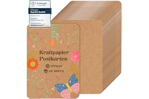 ‎MOINKERIN moinkerin 60 Stücke A6 Kraftpapier Karten 10.5X14.8CM 300g/m²Druckbar Postkarten Blanko Karten Blanko für DIY, Hochzeitseinladungen, Danksagungskarten
