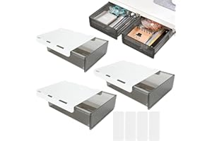 DAJAVE 3 Stück Schublade Unter Schreibtisch Selbstklebende Schublade Mehrzweck Versteckte Schreibtisch für Büro Schule Zuhause Briefpapier (21x17x5.7cm)