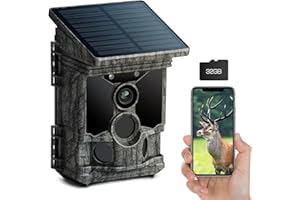 VOOPEAK Cámara de caza solar WiFi 4K 30fps 100MP, Bluetooth con detector de movimiento, visión nocturna, cámara de animales salvajes con transmisión de teléfono móvil, APP 120° gran angular con
