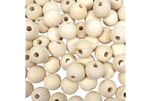 TOAOB THE ONE AND ONLY BABY TOAOB 150 Piezas Cuentas de Madera 14 mm Bolas de Madera Redondas con Agujero Grandes Abalorios Madera Natural para Manualidades Joyería Decoraciones Macrame Artesanal Haciendo