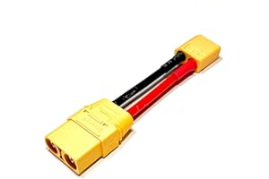 VUNIVERSUM 1 adaptateur XT90 mâle vers XT60 femelle de qualité supérieure - 10 cm - 12 AWG - En silicone - Câble adaptateur à courant élevé pour batterie Lipo