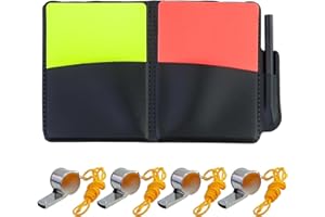 DAVIDJAMESCLARKE Set di Carte da Arbitro, cartellini Arbitro Calcio, Kit Arbitro Calcio, con 4 Fischietto Metallico, per Competizione, educazione Fisica, Formazione di Club, Allenamento per Bambini