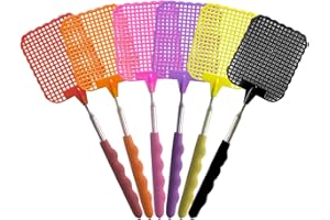 KERATOBLEEM Scacciamosche, 6 pezzi Estensibile Scacciamosche, Scacciamosche Manuale,Portatile Scacciamosche Plastica, per Mosche, Zanzare e Insetti-Rosso/Arancione/Giallo/Rosa/Viola/Nero