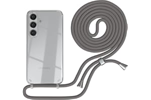 EAZY CASE Handykette kompatibel mit Galaxy S25 Handyhülle mit Umhängeband, Handykordel mit Schutzhülle, Silikonhülle, Hülle mit Band, Stylische Kette mit Hülle für Smartphone, Anthrazit